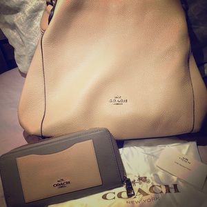 Coach Edie 31 Pebbled Leather Shoulder Bag, Wallet